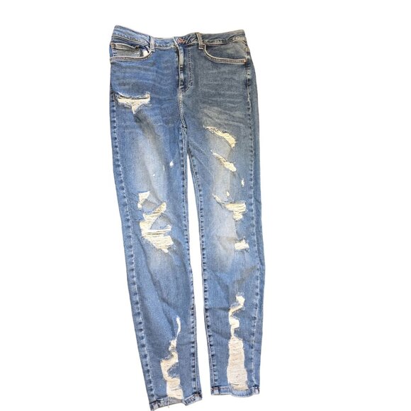 Forever 21 Jeans Woman's Distressed Med Wash Size 29 Jj3671 - Picture 2 of 7